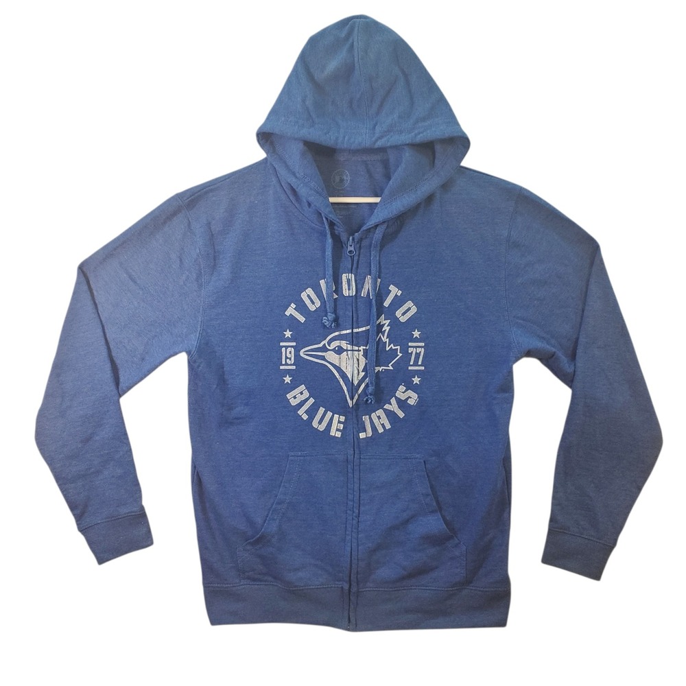 Toronto Blue Jays Zip Up Hoodie Mens Large Blue Graphic Sweatshirt MLB Authentic